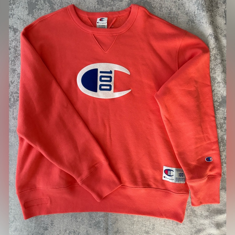 Champion Orange Crewneck Sweater with Iconic Logo NWOT Halloween